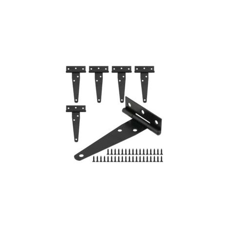 Schwarzes T-scharnier Für Türen – 6 Stück, Edelstahl-t-scharnier Für Türen 4" + 36 Schrauben – Für Gartenhaus/garten
