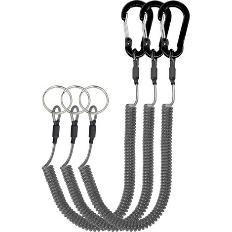 Schwarzes, Einziehbares Sicherheitsseil Mit Robustem Aluminiumkarabiner – Ausziehbar Und Flexibel – Strapazierfähiges Material – Geeignet Für Den Täglichen Gebrauch