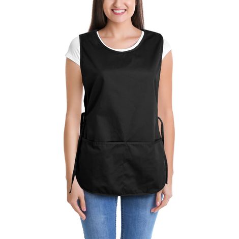 Schürze Mit 2 Taschen, Standardgröße 72,4 Cm X 47,0 Cm, Polyester-baumwoll-mischgewebe, Schwarz.