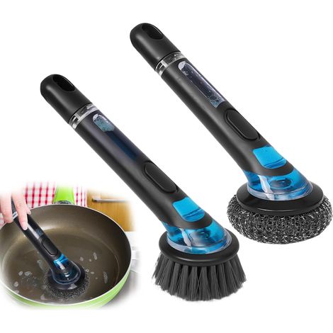 Seifenbürste Mit Langem Griff – Freihändige Reinigung Von Töpfen, Pfannen, Küchenutensilien Und Oberflächen – 2er-pack