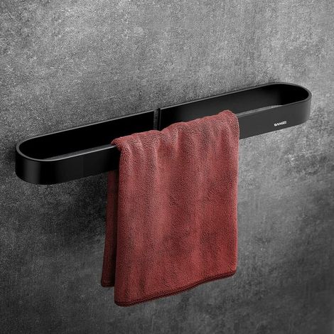 Selbstklebende Handtuchstange 40 Cm, Handtuchhalter, Patentierter Klebstoff + Selbstklebefläche, Aluminium, Matte Oberfläche, Schwarz