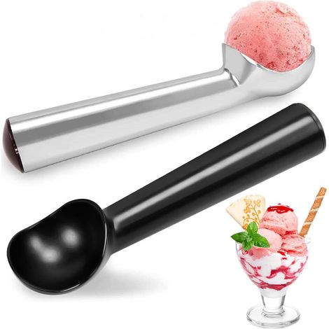 Set Aus 2 Frostbeständigen Sahnelöffeln Aus Aluminium, 18 Cm (7 Zoll), Antihaftbeschichtet Und Spülmaschinenfest, Ideal Für Eiscreme, Sorbets Und Desserts.