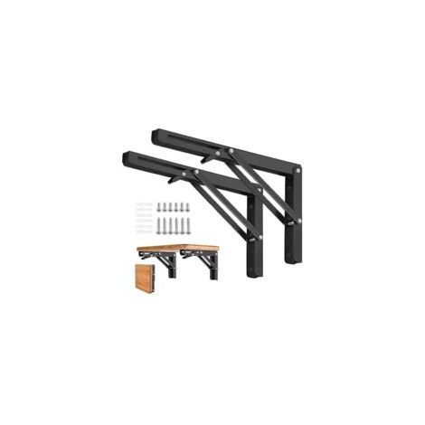 Set Aus 2 Robusten, Klappbaren Metallregalträgern, Dreieckigem, Klappbarem Wandregalträger, Klapptischscharnier, Platzsparendem Banktisch