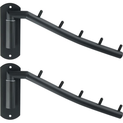 Set Aus 2 Schwarzen, Faltbaren Wandkleiderständern, Verstärkte Ausführung Mit Haken, Für Optimale Aufbewahrung In Ihrem Kleiderschrank.