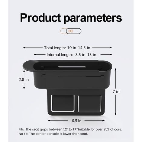 Set Aus 2 Verstellbaren Autositz-spaltabdeckungen (8,46"–12,99"), Multifunktionaler Seitenorganizer, Universelle Spaltabdeckung Mit Push-pull-system, Verhindert Das Durchfallen Von Gegenständen Zwisch