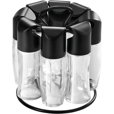 Set Aus Luftdichten, Feuchtigkeitsbeständigen, Drehbaren Gewürzgläsern Aus Glas Für Küche Und Esszimmer.