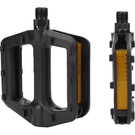Set Aus Zwei Mountainbike-pedalen Mit Reflektorstreifen, Rutschfesten Fahrradpedalen, Schwarzen Kunststoff-fahrradpedalen, Geeignet Für Rennräder, Mountainbikes Und Andere Tourenräder.