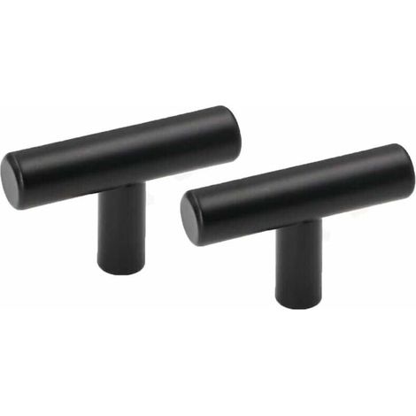 Set Mit 10 T-förmigen Schrankknöpfen Für Türen, Schubladen Und Schränke, Schwarz – 50 Mm