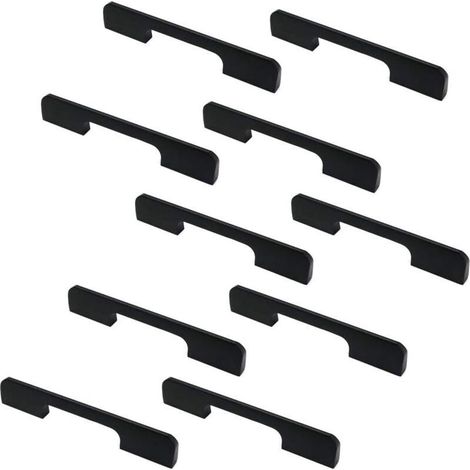Set Mit 10 Mattschwarzen Schrank- Und Schubladengriffen Aus Zinklegierung, 140 Mm Lang. Debuns