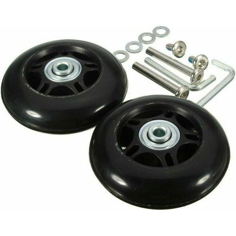 Set Mit 2 Ersatz-kofferrollen Inklusive Achsen, Schwarz, 40 Mm X 18 Mm, Universelle Kofferrollen, Debuns
