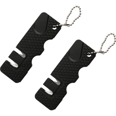 Set Mit 2 Mini-schärfsteinen – Multifunktionale Und Tragbare Schärfer Für Den Einsatz Im Freien Und In Der Küche, Ideal Für Reisen (schwarz)