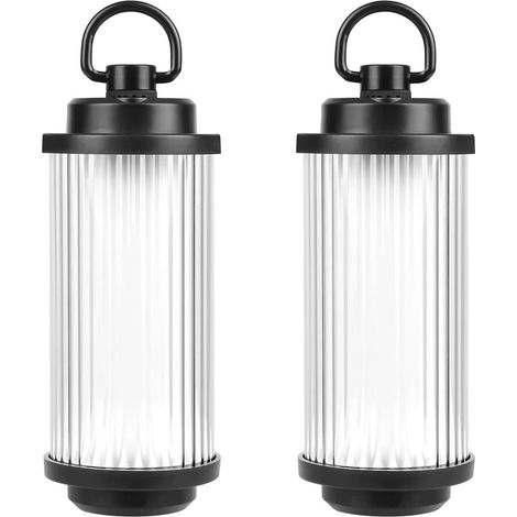Set Mit 2 Mini-led-campinglaternen, Wiederaufladbar Per Usb – Warmweißes Licht – Entdecker-campinglampe – Schwarz