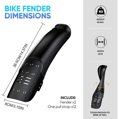 Set Mit 2 Mountainbike-schutzblechen Inklusive 12 Kabelbindern, Schutzbleche Für 26", 27,5", 29"-räder (l)