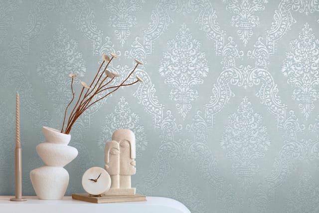 As Creation - Vliestapete Grau Barock Tapete Gemustert Gerader Ansatz Pure Elegance - Grau