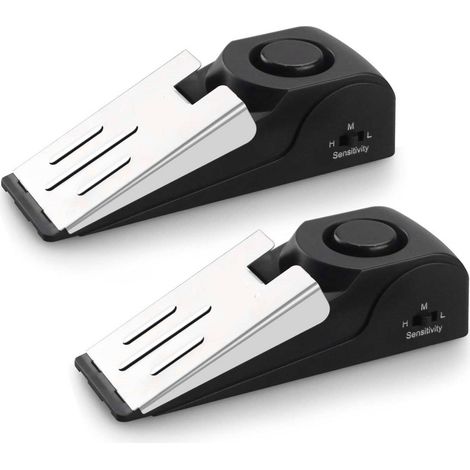 Set Mit 2 Türstoppern Mit 120-db-sicherheitsalarm, Bodentürstopper Mit Sirene, Sicherheitsvorrichtung Für Reisen, Wohnungen, Hotels Und Häuser, Schwarz