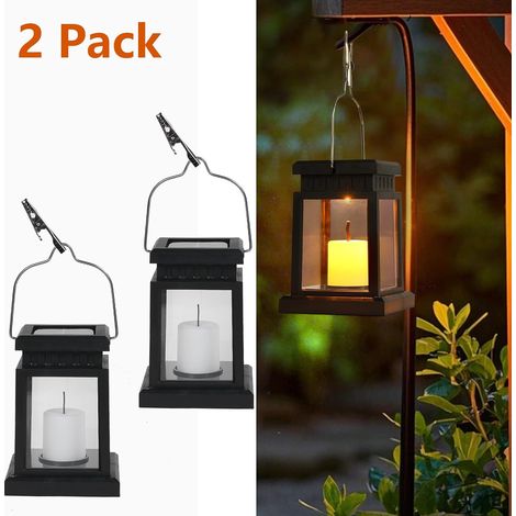 Set Mit 2 Kleinen Solarlaternen – Wasserdichte Led-hängekerzen Für Garten Und Tisch – Stimmungsvolle Außenbeleuchtung Mit Flackereffekt