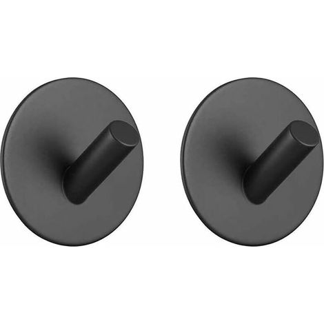 Set Mit 2 Robusten, Selbstklebenden Wandhaken Aus Schwarzem Edelstahl Für Badezimmer, Bademäntel, Kleidung, Handtücher, Kein Bohren Erforderlich, Langlebig, Von Debuns