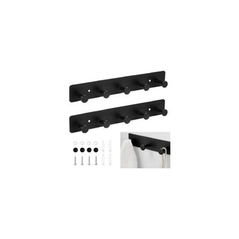 Set Mit 2 Schwarzen, Selbstklebenden Wandhaken Für Jacken, 31,5 Cm, Wandhaken Für Die Küche, Kein Bohren Erforderlich, Haken Für Kleidung, Kleiderschrank, Handtücher, Hüte, Schals, Handtaschen