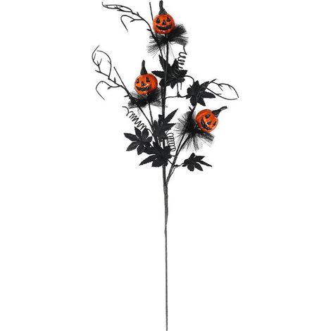 Set Mit 3 Halloween-zweigen, Glitzernden Künstlichen Zweigen Mit Kürbisbeeren, Schwarzer Vase, Spukhaus, Gotischer Blumendekoration, Künstlichen Beerenstielen