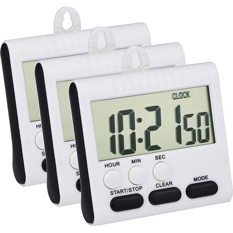 Set Mit 3 Magnetischen 24-stunden-küchentimern Mit Digitalem Alarm, Lautem Ton Und Großem Display, Schwarz.