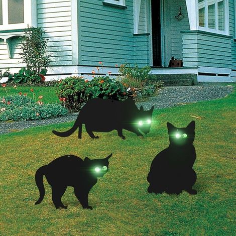 Set Mit 3 Schwarzen Metall-vogelscheuchen-gartenkatzen, Vogelscheuchen Gegen Wildtiere, Vögel/füchse (3 Katzen)