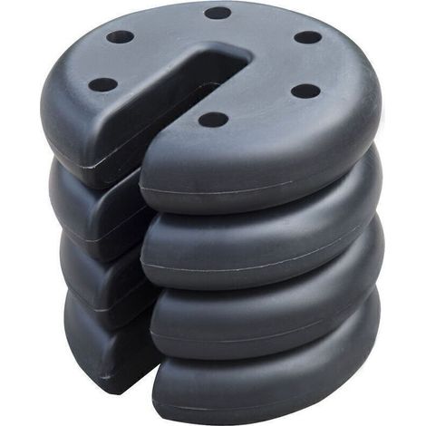 Set Mit 4 Runden Ballastgewichten, 20 Cm Durchmesser – 4,5 Cm Dick – Hergestellt Aus Zement Und Polyethylen – Für Gartenpavillons Und Sonnenschirme