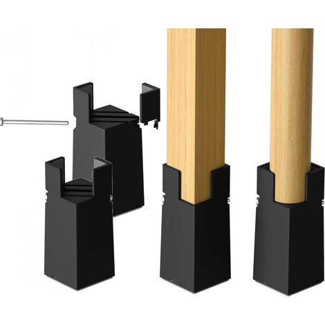 Set Mit 4 Schwarzen Möbelfüßen (10 Cm Hoch) – Verstellbar Mit Schrauben – Passend Für Beine Mit Einer Dicke Von 2 Bis 4 Cm – Ideal Für Betten, Tische, Schreibtische Und Stühle