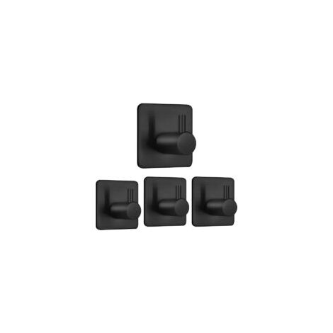 Set Mit 4 Selbstklebenden Handtuchhaken Aus Edelstahl Von 3m, Kein Bohren Erforderlich, Rostfrei, Ideal Für Badezimmer, Toilette, Küche, Büro, Schwarz.