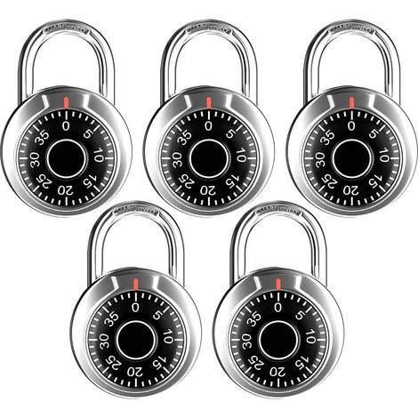 Set Mit 5 Schließfachschlössern, 5 Cm Zahlenschlösser, Schlüssellose Vorhängeschlösser Für Spinde In Turnhallen Und Schulen, Schwarze Zeigerschlösser