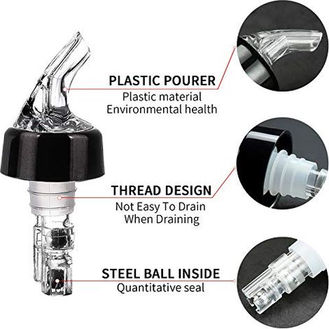 Set Mit 6 Ausgießern, 28 Ml (1 Oz) Messbechern Für Spirituosen, Dosierspender, Automatischer Ausgießer Für Tequila, Cocktails, Whisky, Rum Und Andere Alkoholische Getränke Für Bars