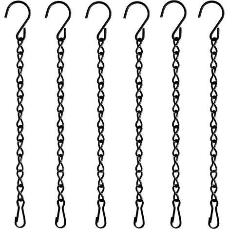 Set Mit 6 Robusten Schwarzen Aufhängeketten - 33 Cm, Zur Verwendung An Blumentöpfen, Futterhäuschen, Laternen, Werbetafeln Usw.