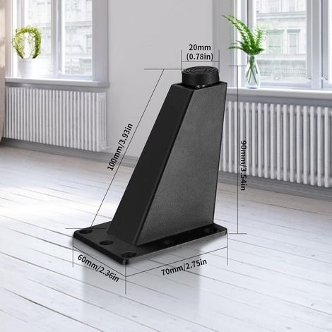 Set Mit 6 Verstellbaren Möbelfüßen, Schwarze Metall-tischbeine Für Tische, Schränke, Küchen, Sofas, Schreibtische, 92 Mm