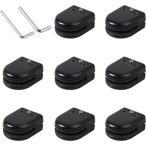 Set Mit 8 Schwarzen Glasklemmen Aus Edelstahl 304 – Stabile Halterung Für 8–10 Mm Glas
