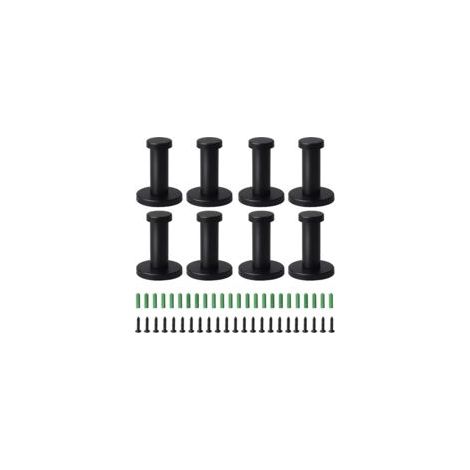 Set Mit 8 Schwarzen, Runden Edelstahl-wandhaken (53 Mm Durchmesser) Inklusive Befestigungsmaterial. Geeignet Für Bad, Küche Oder Schlafzimmer.