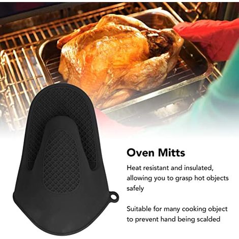 Silikon-ofenhandschuhe (2 Stück), Mini-ofenhandschuhe, Hitzebeständige Ofenhandschuhe, Wärmeisolierende Matte Zum Kochen Und Backen (schwarz)
