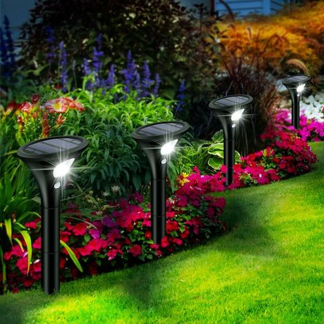 Solar-außenleuchten, [4er-pack] Solar-außenstrahler Mit Bewegungsmelder, Ip65 Wasserdichte Led-solar-außenbeleuchtung, 2 Modi, Kabellose Sicherheitsbeleuchtung Für Garten, Weg, Einfahrt [klasse