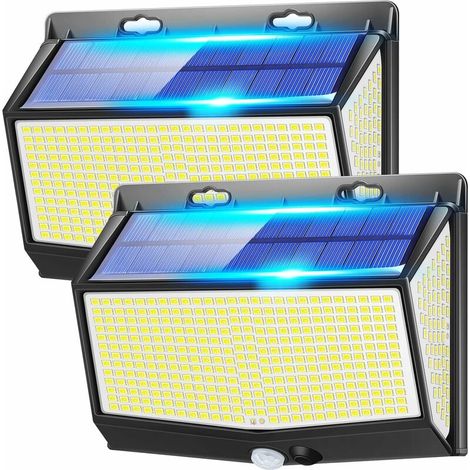 Solar-gartenleuchte Für Den Außenbereich, [468 Leds, 2000 Lumen, 2er-pack], Bewegungsmelder-beleuchtung, Led-strahler, Leistungsstarke Kabellose Gartenleuchte [energieeffizienzklasse A+++]