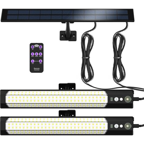 Solarbetriebene Außenleuchte Mit Bewegungsmelder – Separates Ladepanel – Abnehmbare Taschenlampe – Für Veranda, Garage Und Garten – Ein Bis Zwei Leuchten