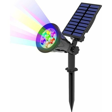 Solarbetriebener Led-strahler Mit 7 Wechselnden Farben, Kabellos Und Wasserdicht, Für Den Außenbereich, Ideal Für Den Garten