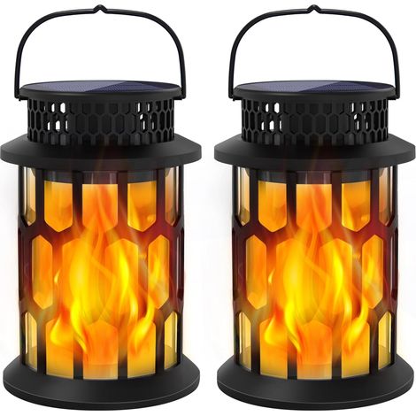 Solarleuchten Für Den Außenbereich (2er-set) – Wasserdicht + Blinkende Led-flamme – Hängende Solarleuchten / Gartenleuchten / Dekorative Außenleuchten / Led-solarleuchten – Ideal Für Den Garten