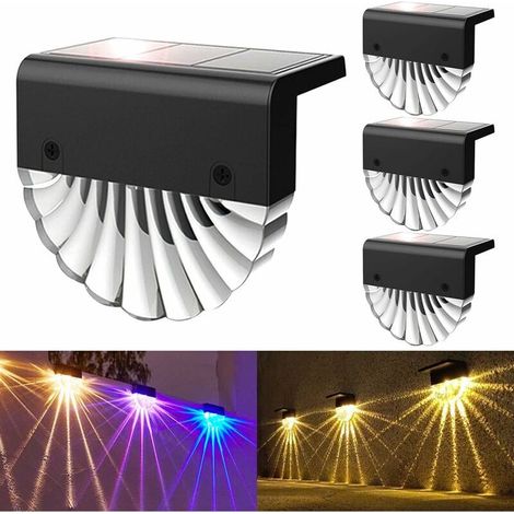 Solarleuchten Für Den Außenbereich, Ip65 Led, 2 Leuchtmodi, Warmweiß/farbig, Für Garten, Zaun, Hof, Garage (4er-pack), Von Debuns