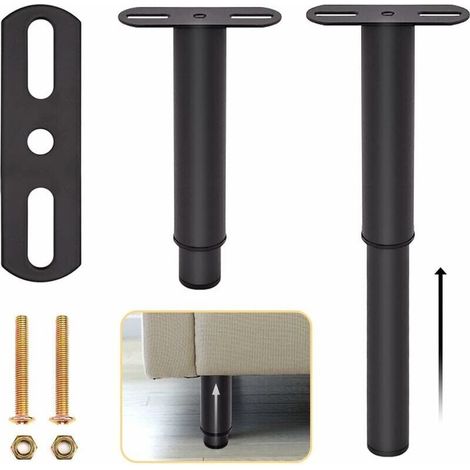 Sonderangebot – Verstellbare Metallbettbeine Für Möbel, Ausziehbar, Schwarz, Robuste, Ausziehbare Bettstützbeine Mit Zubehör (18–33 Cm), Von Debuns