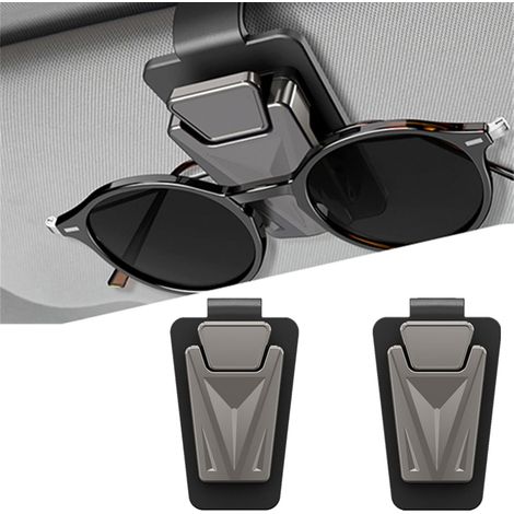 Sonnenbrillenhalter Aus Metall – Einhandbedienung – Für Sonnenblenden Im Auto – Schwarz