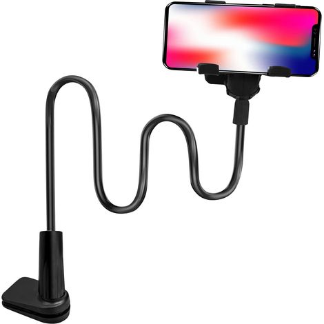 Spiral-handyhalterung, Faltbarer Ständer Für Tablet Und Smartphone - Flexibler 360°-armbandclip, Schwarz, Gesamtlänge 90 Cm.
