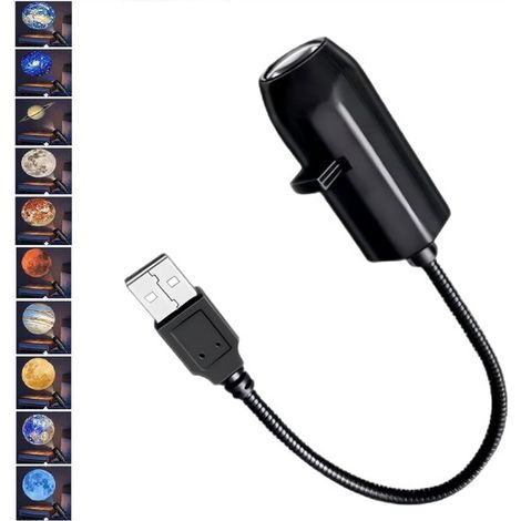 Sternenhimmel-projektor – Galaxienprojektor Für Schlaf- Und Kinderzimmer – Weltraumlampe Mit Planeten – Usb-betrieben – 10 Muster – 1 Stück