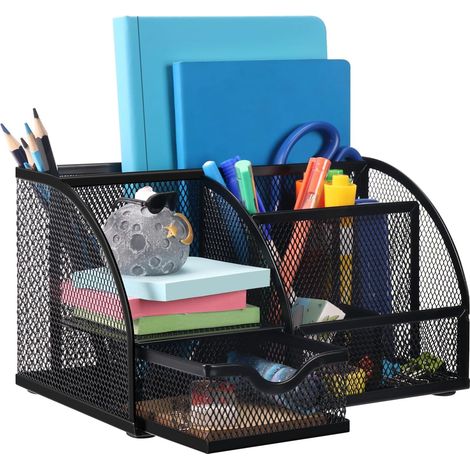 Stiftehalter Mit Netzfächern – 7-teiliger Stifteorganizer – Bürobedarf – Geeignet Für Zuhause, Büro Oder Schule – Schwarz