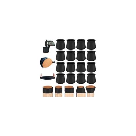 Stuhlbeinschoner, Set Mit 16 Dicken Silikonschonern Mit Filzgleitern, Runde/quadratische Schoner Für Stuhl- Und Tischbeine (kleine Größe, Schwarz)