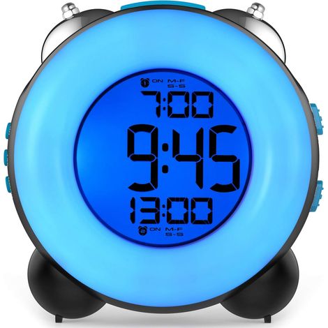 Tonwecker Für Tiefschläfer Mit Optionaler Alarmfunktion, Doppelalarm, Schlummerfunktion, Nachtlicht, Batteriebetriebener Nachttischwecker