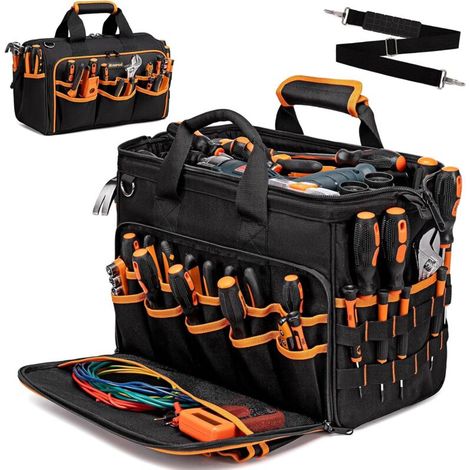 Tragbare Werkzeugtasche Für Elektriker – Geeignet Für Elektriker Und Mechaniker, Robuste 43 Cm (17 Zoll) Werkzeugtasche, 1 Stück, Schwarz