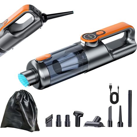 Tragbarer, Kabelloser Autostaubsauger – 17.000 Pa 2-in-1-luftpumpe – Usb-typ-c-ladegerät – Reinigungswerkzeug Für Autodekor Und Tierhaare – Autoreiniger